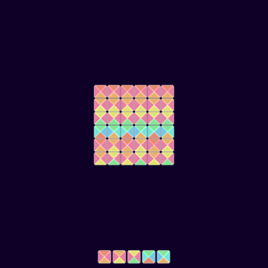 The best known champion for the largest valid square patch (6 by 6) made by a set of 5 Wang tiles.
