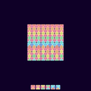 The best known champion for the largest valid square patch (8 by 8) made by a set of 6 Wang tiles.